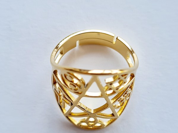 bague merkaba acier inoxydable dorée